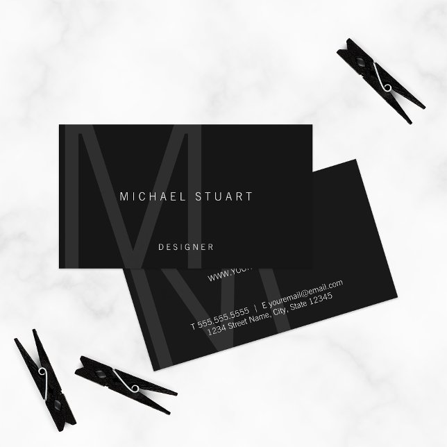 Monogram Simple Modern Minimalist Black Business Card (Creator Uploaded)