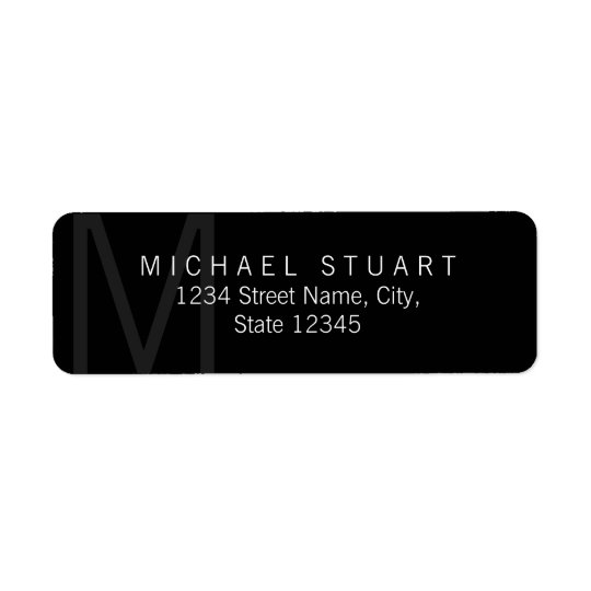 Monogram Simple Modern Minimalist Black Return Address Label