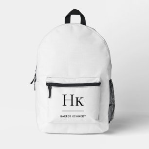 Monogram Simple Modern Minimalist Chic Monogrammed Printed Backpack