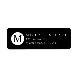 Monogram   Simple Modern Minimalist Custom Colour Return Address Label