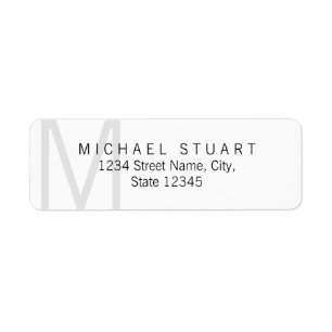 Monogram Simple Modern Minimalist White Return Address Label