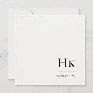 Monogram Simple Modern Monogrammed Ivory Notecard