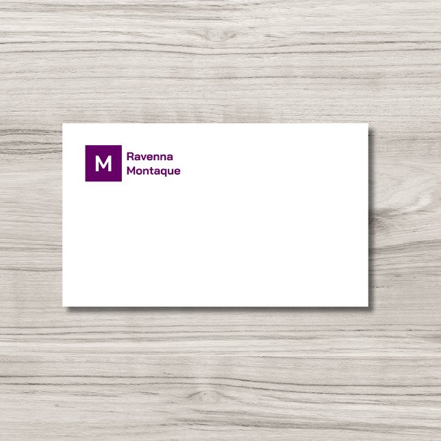 Monogram Simple Plum Purple Personalised Script  Card (Creator Uploaded)