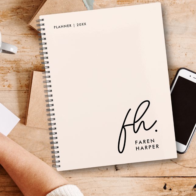Monogram Simple Script Blush Pink Personalised Planner (Creator Uploaded)