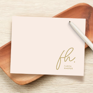 Monogram Simple Script Chic Blush Social Notecard