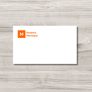 Monogram Simple Sunset Orange Personalised Script Card