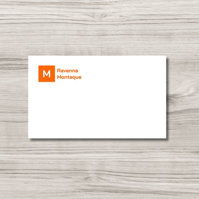 Monogram Simple Sunset Orange Personalised Script  Card (Creator Uploaded)