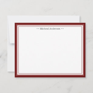 Monogram Simple Wine Border Classic Personalised N Card