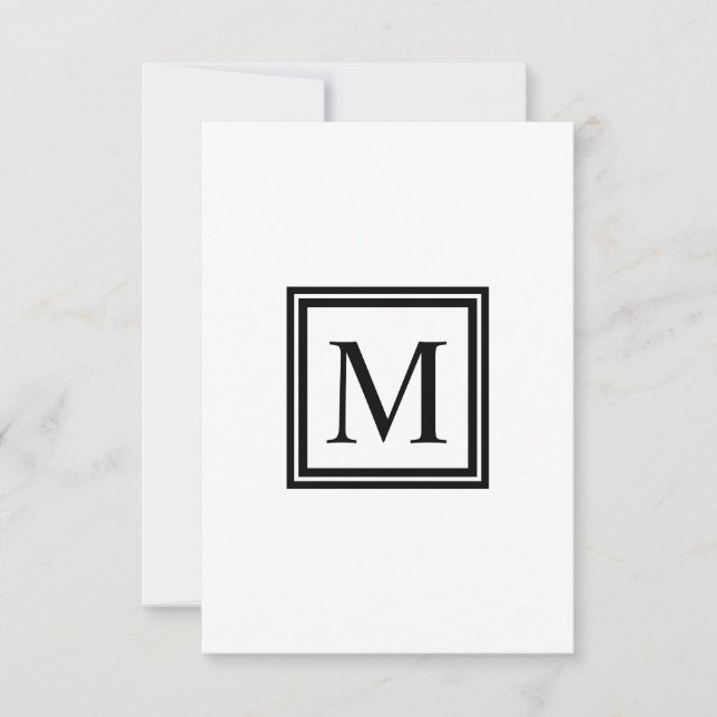 Monogram Single Letter Square Life Roman Thank You Card (Front)