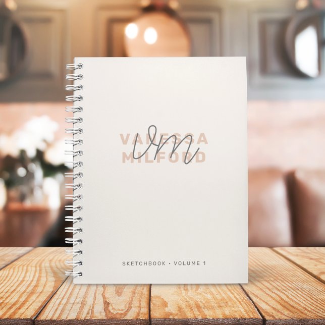 Monogram Sketchbook | Ivory Cream Modern Elegant Notebook (Creator Uploaded)