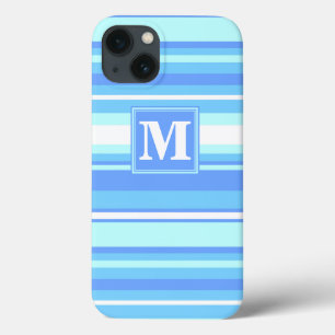 Monogram sky blue stripes Case-Mate iPhone case