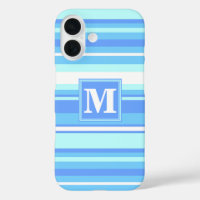 Monogram sky blue stripes