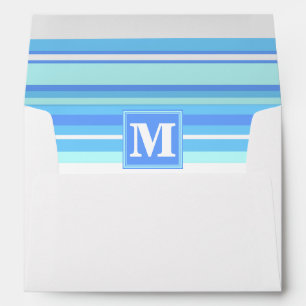 Monogram sky blue stripes envelopes