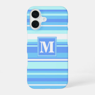 Monogram sky blue stripes iPhone 16 case