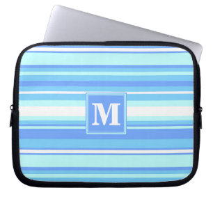 Monogram sky blue stripes laptop sleeve