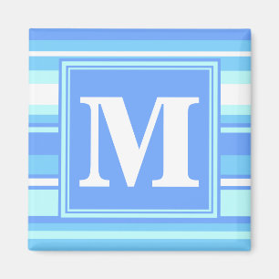 Monogram sky blue stripes magnet