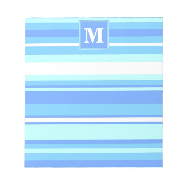 Monogram sky blue stripes notepad (Front)