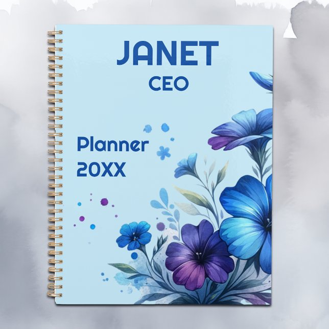 Monogram Small Business Blue Flower on Blue | Planner (Creator Uploaded)
