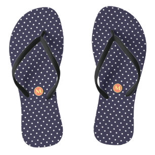 Monogram Small Polka Dot Blue Flip Flops
