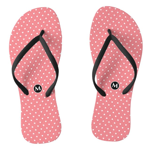 Monogram Small Polka Dot Pink Flip Flops (Footbed)