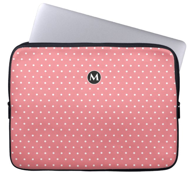 Monogram Small Polka Dot Pink Laptop Sleeve (Front)
