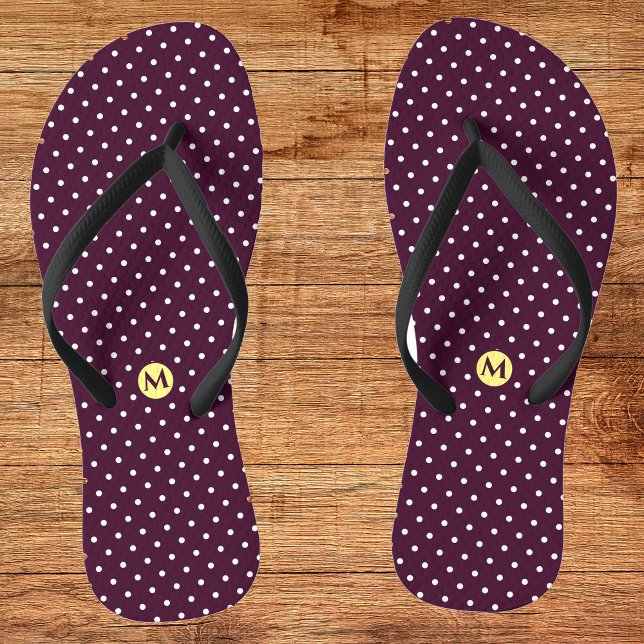 Monogram Small Polka Dot Purple Flip Flops (Creator Uploaded)