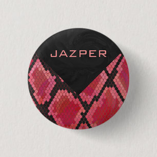 Monogram Snake Black and Red Print 3 Cm Round Badge
