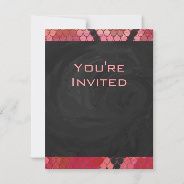 Monogram Snake Black and Red Print Invitation (Front)