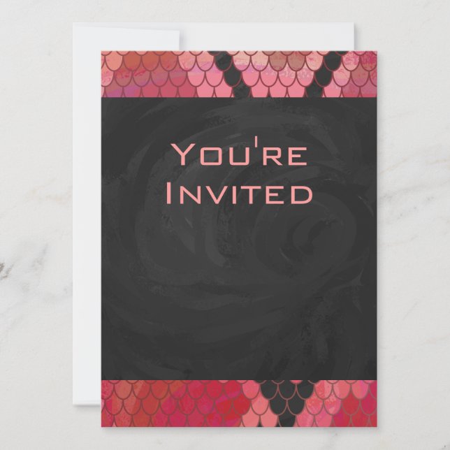 Monogram Snake Black and Red Print Invitation (Front)