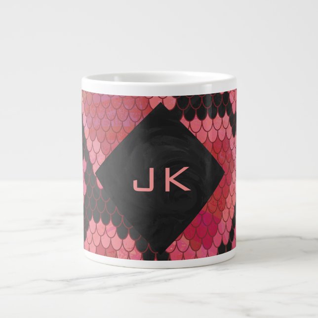 Monogram Snake Black and Red Print Large Coffee Mug (Front)