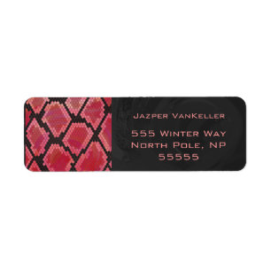 Monogram Snake Black and Red Print Return Address Label