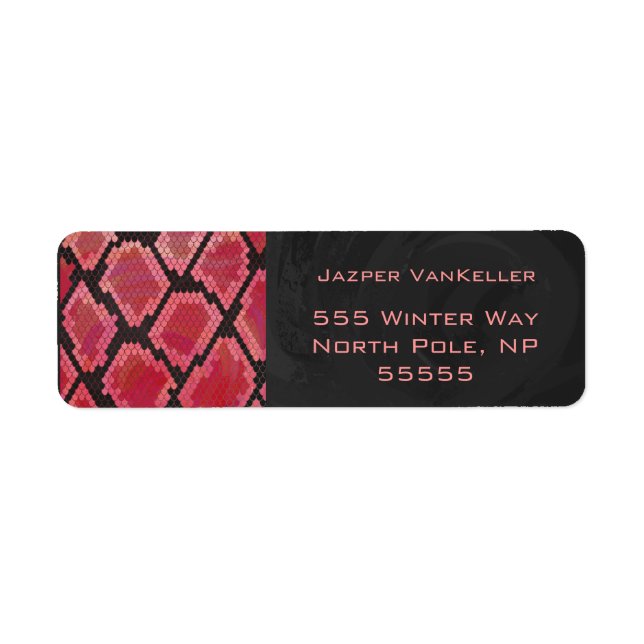 Monogram Snake Black and Red Print Return Address Label (Front)