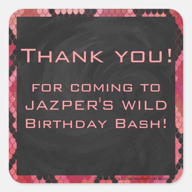 Monogram Snake Black and Red Print Square Sticker (Front)