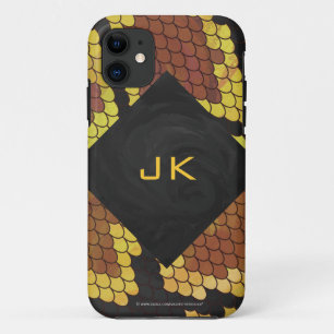 Monogram Snake Brown and Gold Print iPhone 11 Case