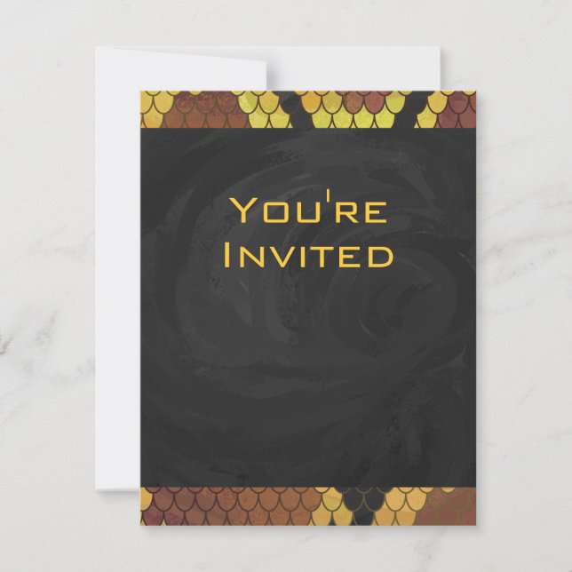 Monogram Snake Brown and Gold Print Invitation (Front)