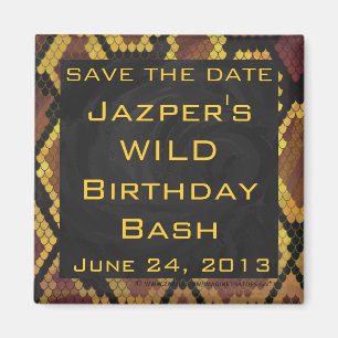 Monogram Snake Brown and Gold Print Magnet