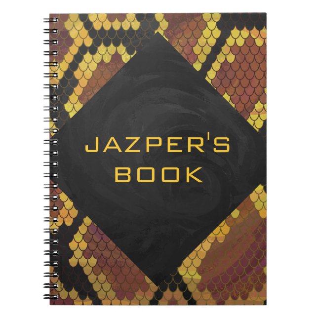 Monogram Snake Brown and Gold Print Notebook (Front)