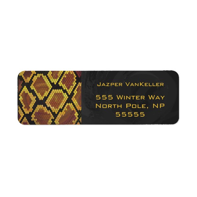 Monogram Snake Brown and Gold Print Return Address Label (Front)