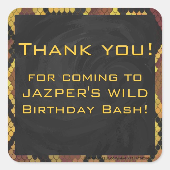 Monogram Snake Brown and Gold Print Square Sticker (Front)