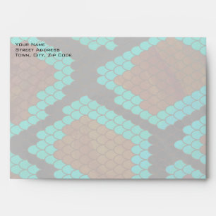 Monogram Snake Brown and Teal Print Envelope