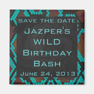 Monogram Snake Brown and Teal Print Magnet