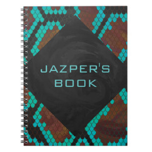 Monogram Snake Brown and Teal Print Notebook