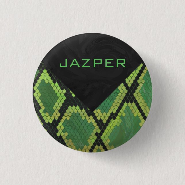 Monogram Snake Green and Black 3 Cm Round Badge (Front)