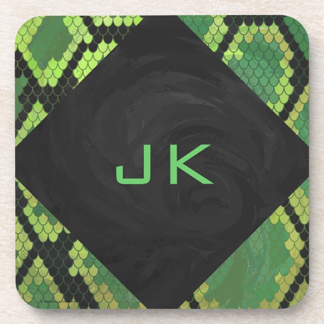 Monogram Snake Green and Black Coaster (Front)