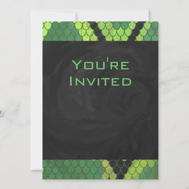 Monogram Snake Green and Black Invitation (Front)