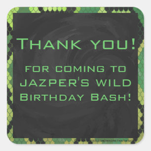 Monogram Snake Green and Black Square Sticker