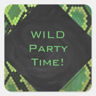 Monogram Snake Green and Black Square Sticker