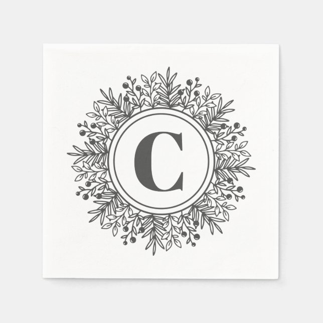Monogram Snowflake Christmas Napkin (Front)