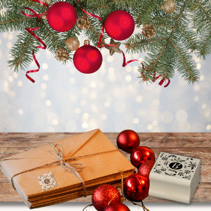 Monogram Snowflake Christmas Rubber Stamp