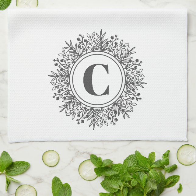 Monogram Snowflake Christmas Tea Towel (Folded)